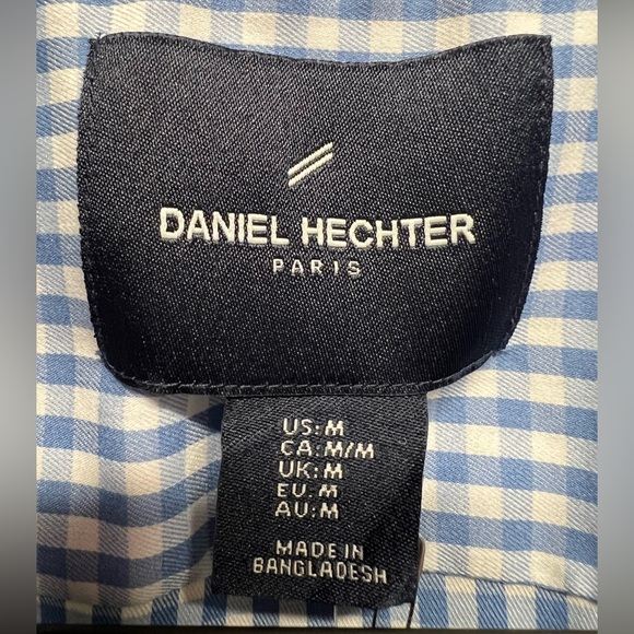 DANIEL HECHTER SHIRT, Menโs Size M, Blue & White Check Short Sleeve Button Down. - Picture 11 of 11
